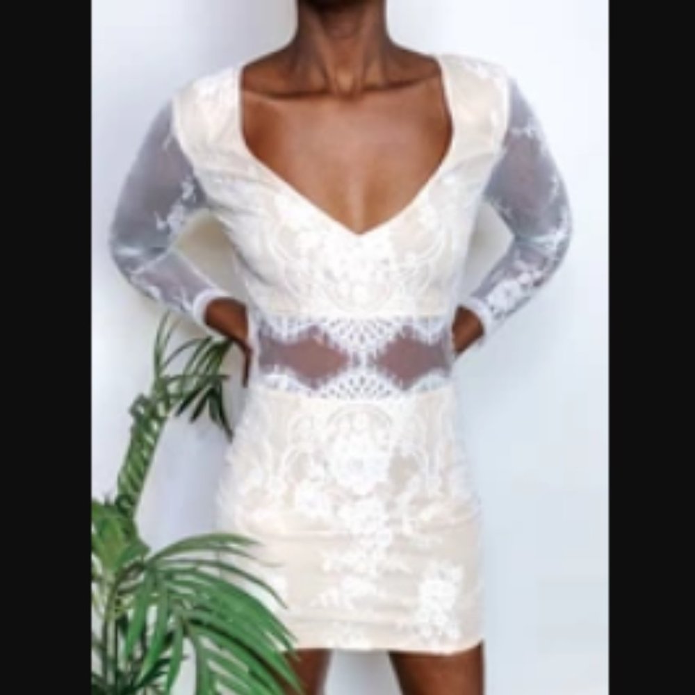 Mini Snow V-Neck White Dress